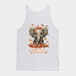 Appendix Cancer Awareness Ribbon Elephant Tank Top